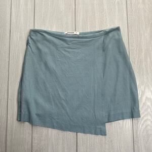 Woolworth’s Women's Light Blue Linen Blend Faux Wrap Mini Skirt Size 10